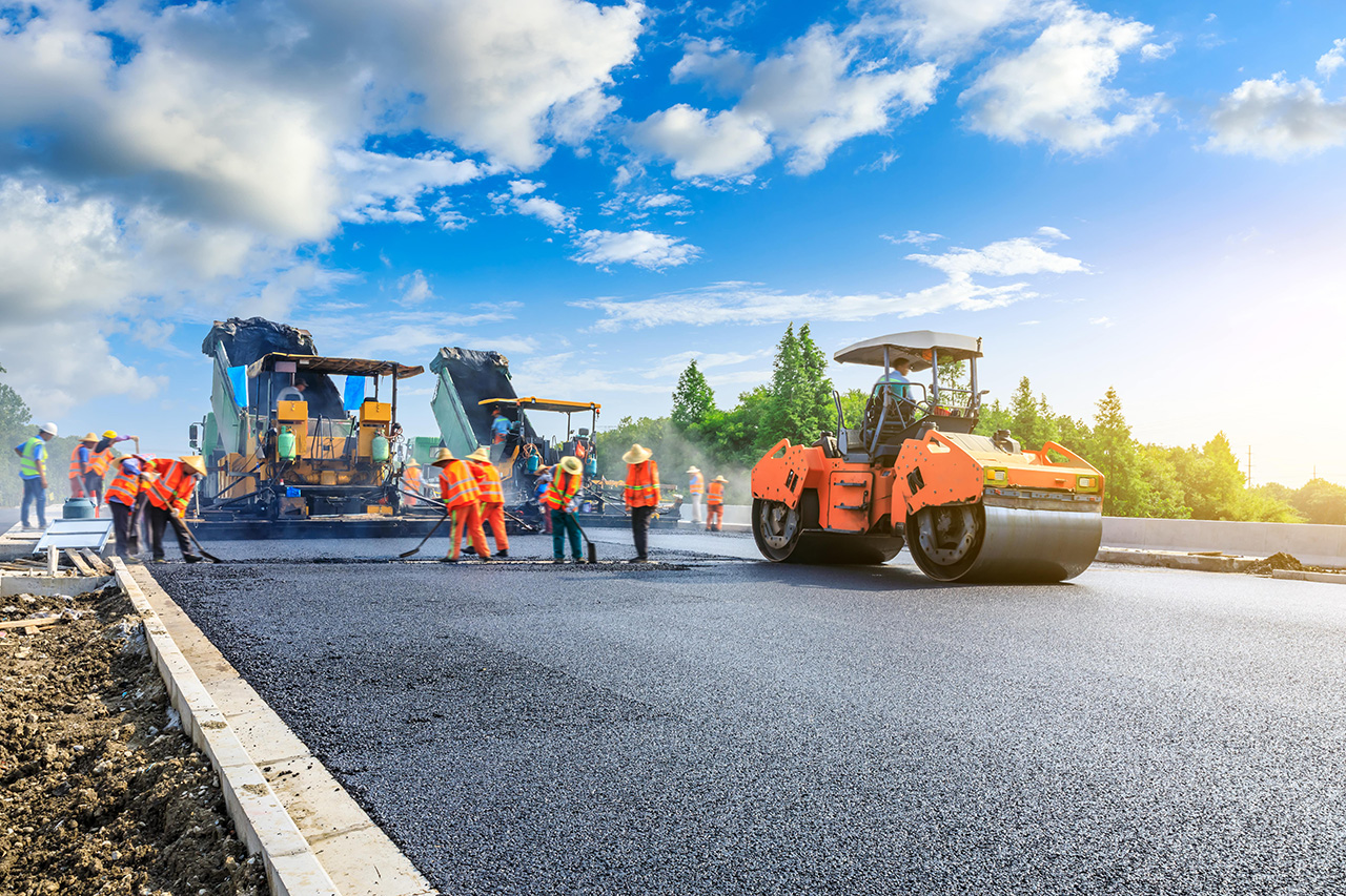 Road paving in action